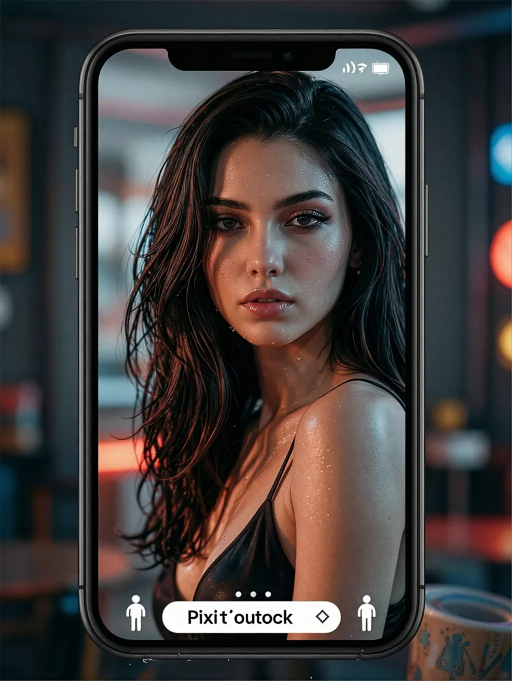 Fictional AI character featured on the third landing page, in warm light
